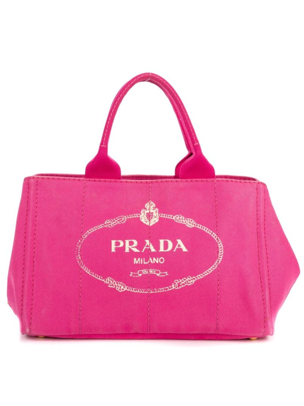 Prada Canapa Tote Pink Floral Pattern Canvas